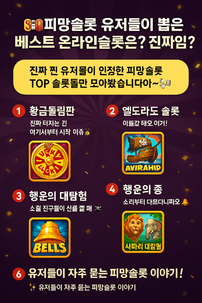 피망슬롯 유저들이 뽑은 베스트 온라인슬롯